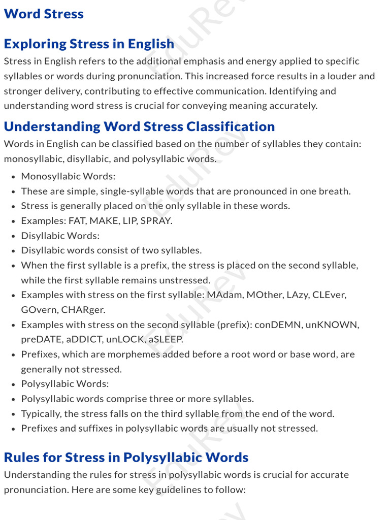 EduRev - Word Stress | PDF | Word | Stress (Linguistics)