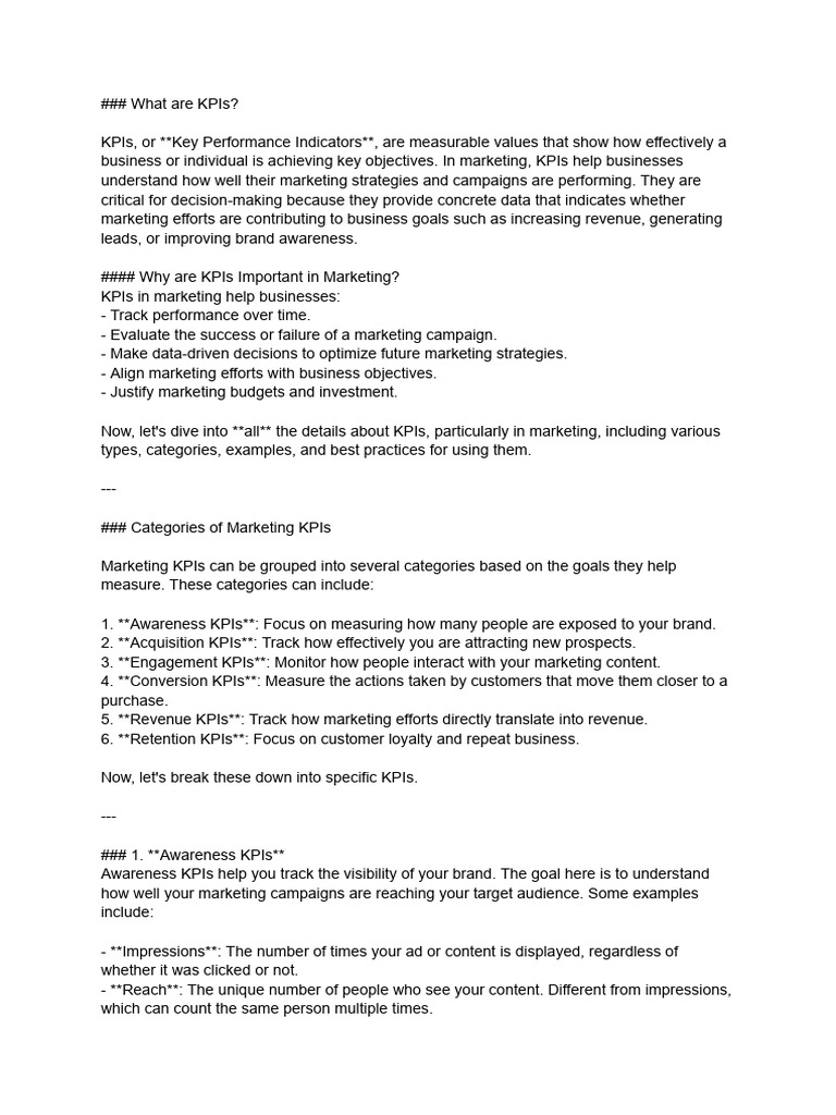 KPIs Explained | PDF | Performance Indicator | Customer Satisfaction