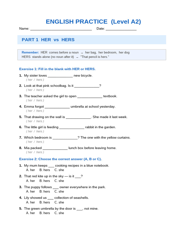 English Practice A2 Kids | PDF