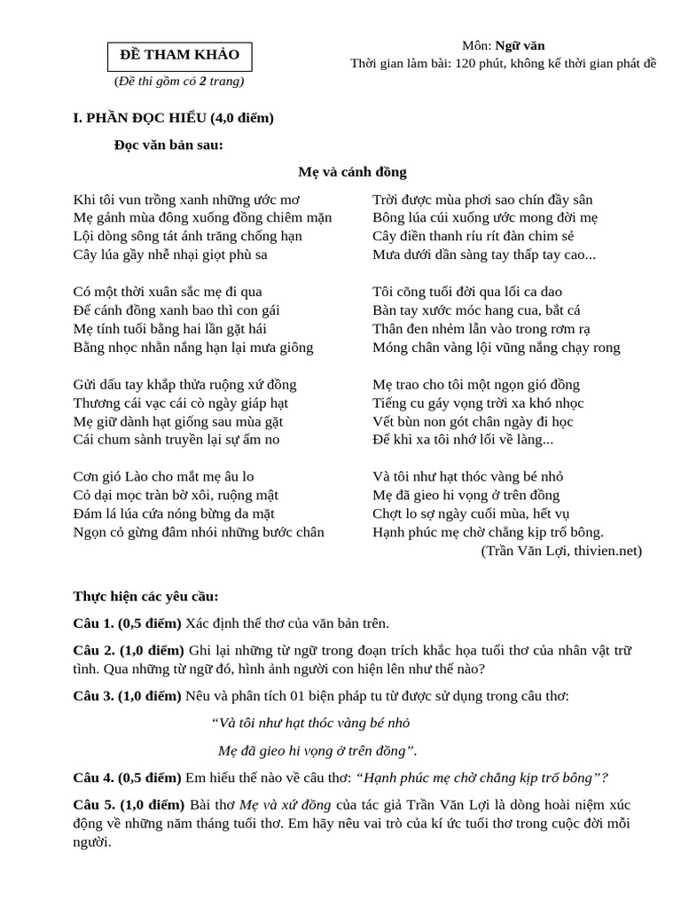 de Tham Khao Thi Vao 10 Cua Truong Thcs Va THPT Nguyen Sieu | PDF
