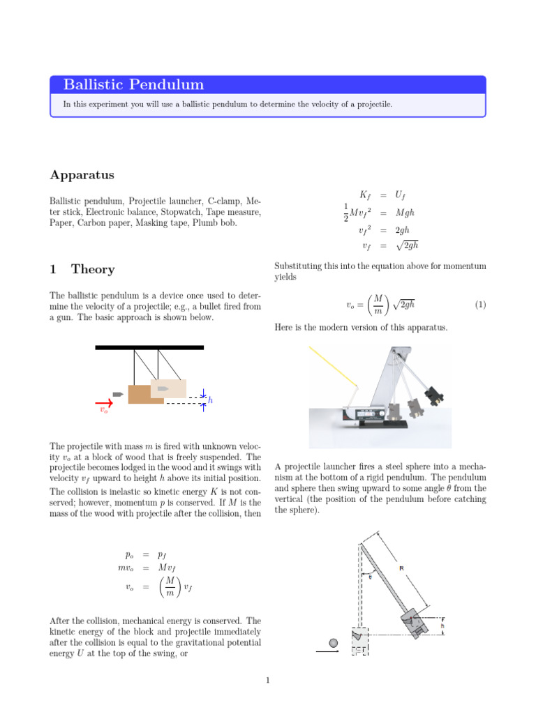 Ballistic Pendulum | PDF | Pendulum | Collision