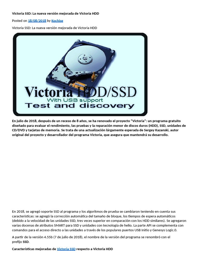 Nueva Version de Victoria SSD HDD | PDF | Unidad de estado sólido ...