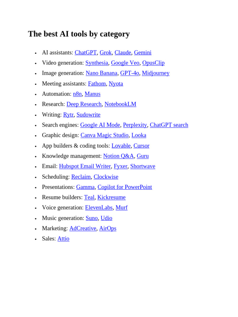 The Best AI Tools by Category | PDF | Artificial Intelligence ...