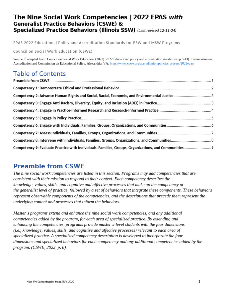 2022 CSWE Competencies (Including LSC) | PDF | Social Work | Methodology