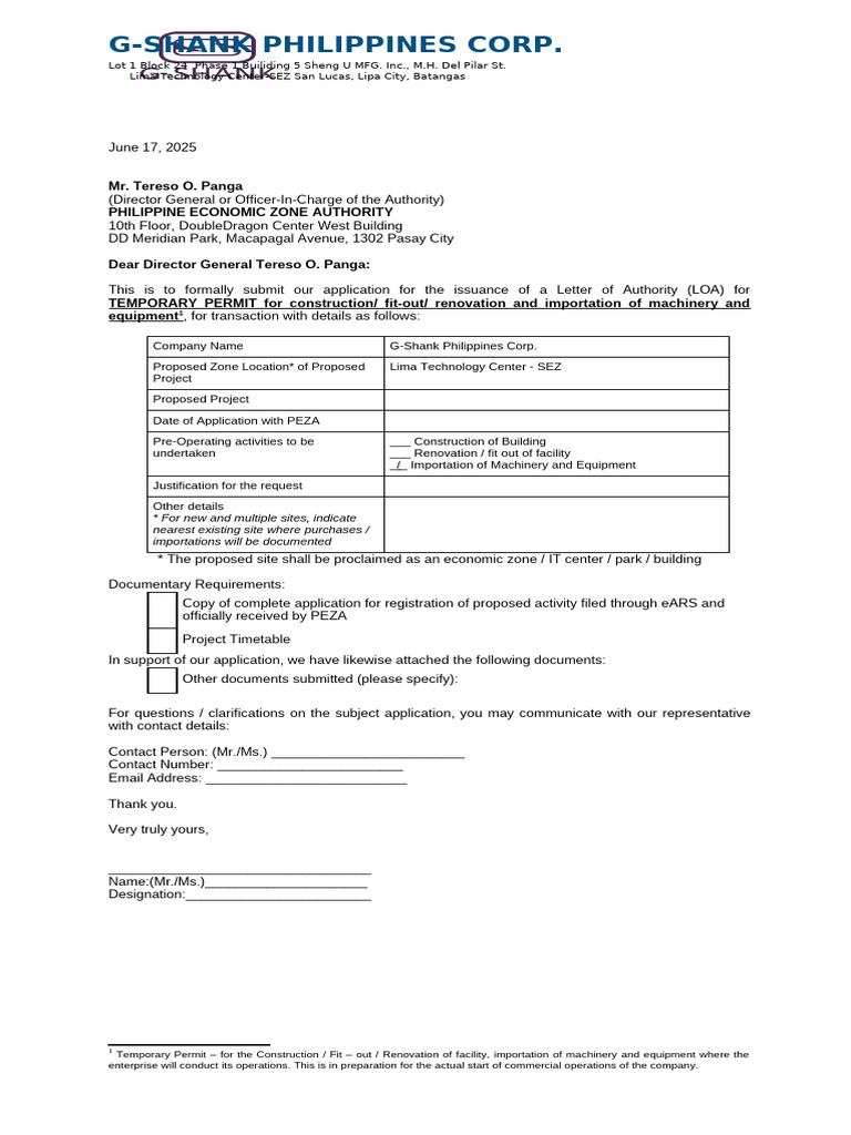 Import of Equipment - Proforma - Temporary Permit | PDF