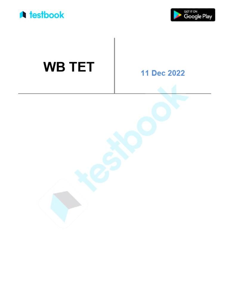 WB TET (2022) Official Paper (Held On - 11 Dec 2022) (English) | PDF