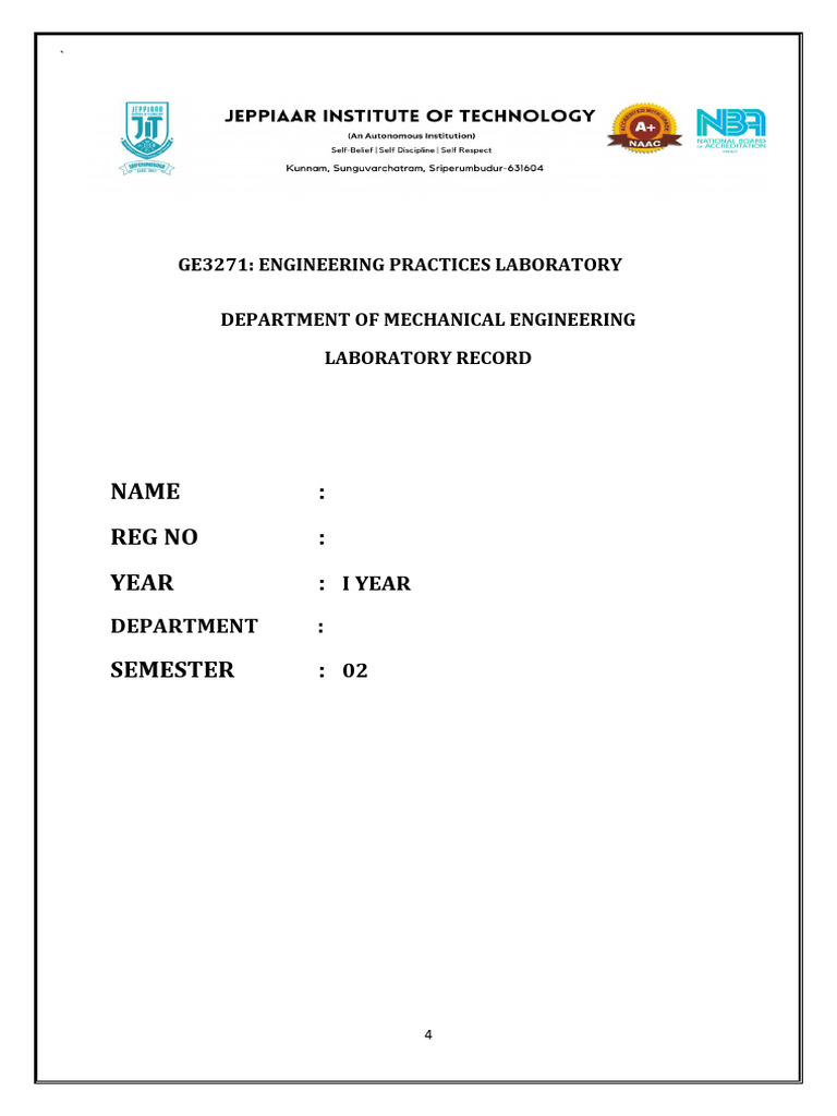 Ge3271 Ep Lab Record | PDF | Welding | Construction