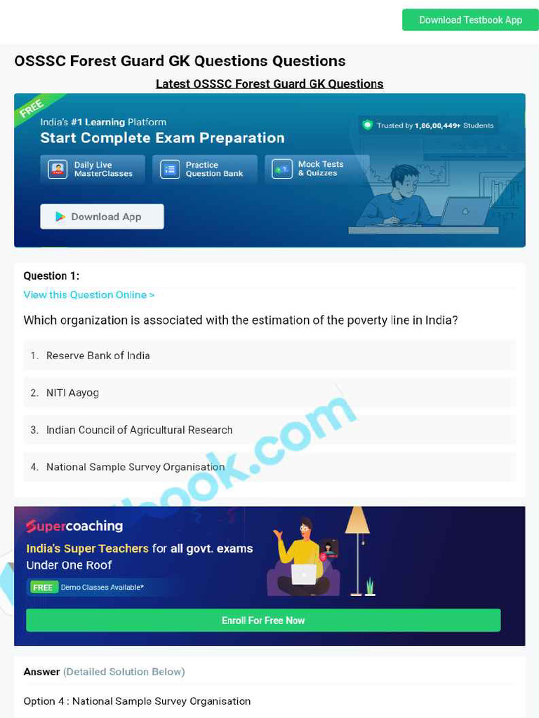 Osssc Forest Guard GK Questions 655717b98c8988b100e819fb | PDF