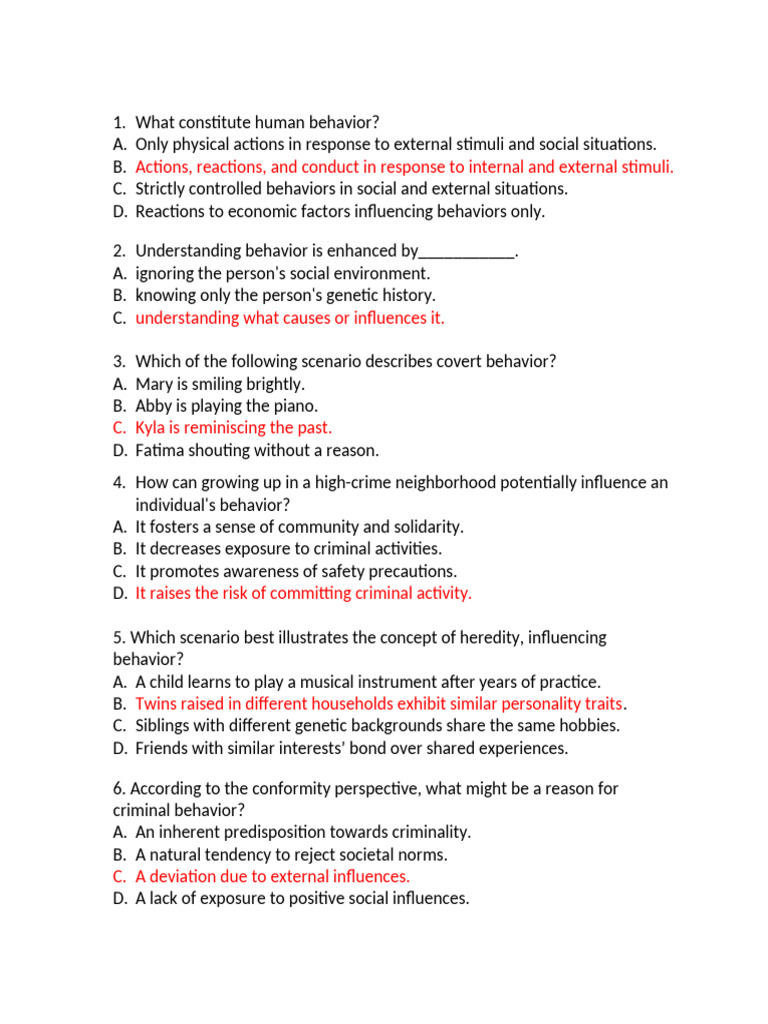 Human Behavior Q and A | PDF | Anxiety | Personality Disorder