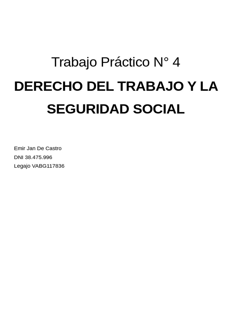 Trabajo Práctico N4 - Derecho Del Trabajo y La Seguridad Social | PDF ...