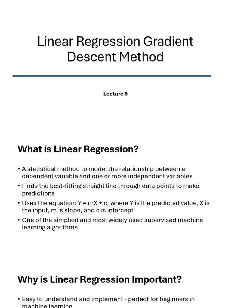 AI Lecture 6 Linear Regression Gradient Descent Method 09032026 ...