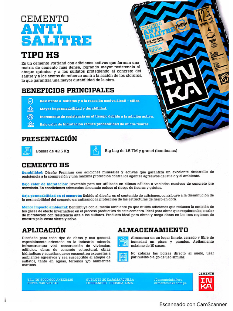 2.ficha-Tecnica-Cemento Inka Tipo Hs | PDF