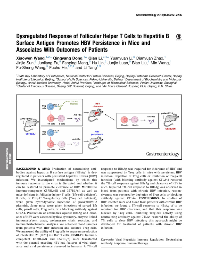 Dysregulated Response of Follicular Helper T Cells | PDF | Hepatitis B ...