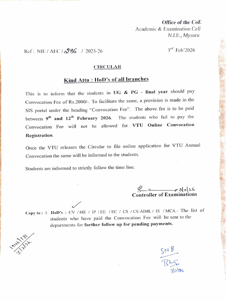 Reg. Convocation Fee | PDF