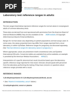 Adult Laboratory Test Reference Ranges | PDF | Coagulation | White ...