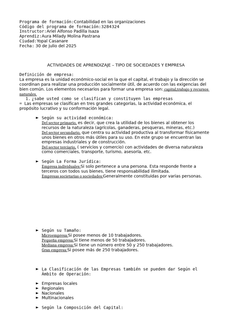 Tipos de Sociedades y Empresa | PDF | Sociedad de responsabilidad ...