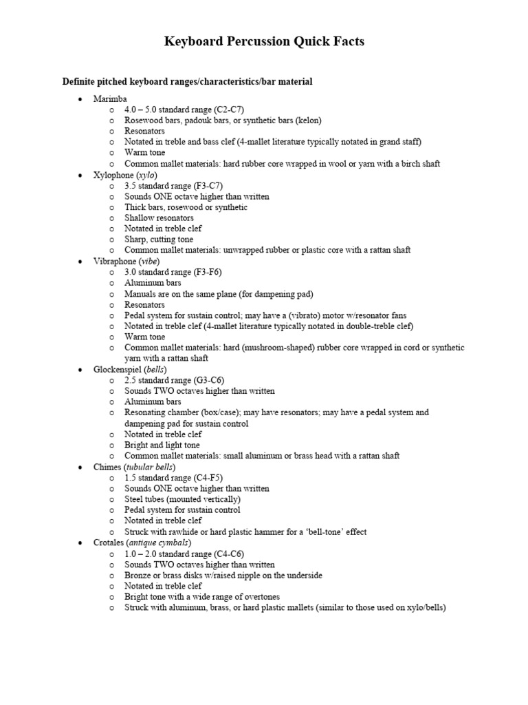 Keyboard Quick Facts | PDF | Clef | Musical Instruments