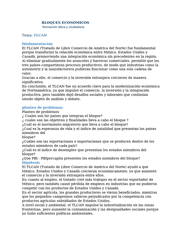 Tlcan | PDF | Tratado de Libre Comercio Norteamericano | Economias