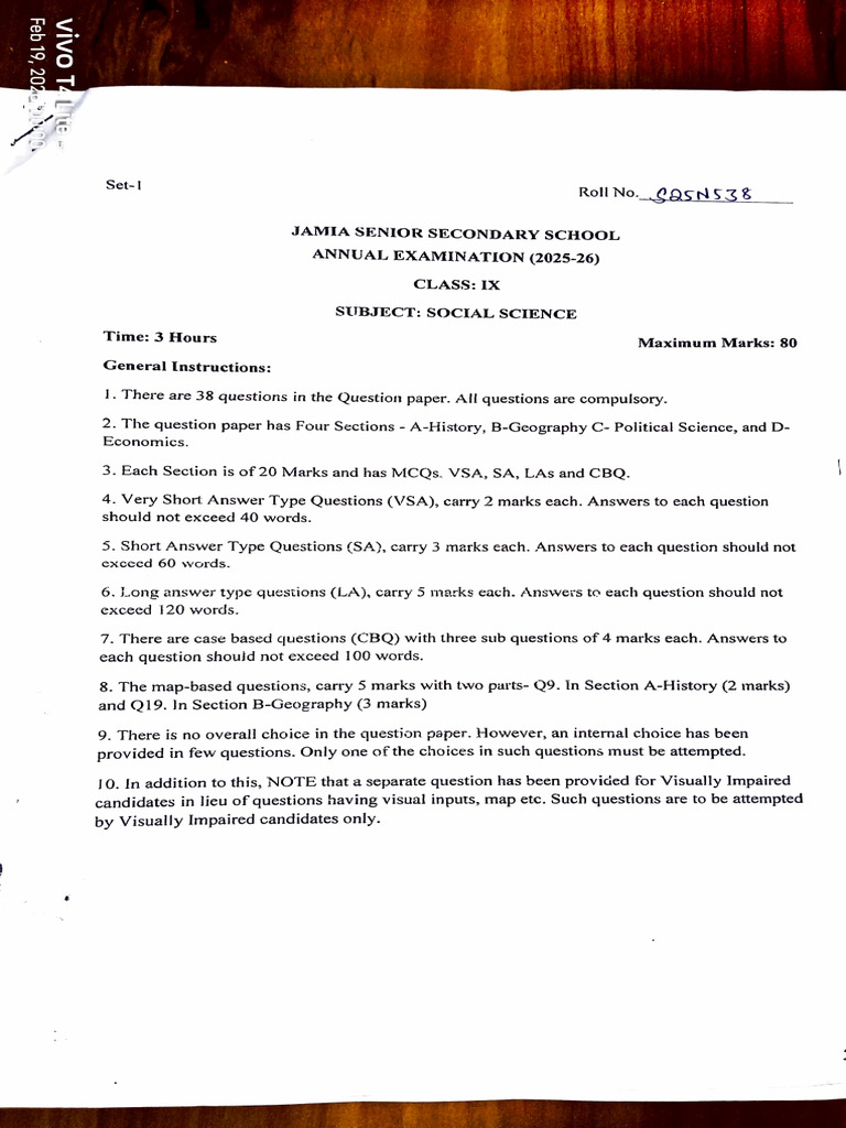 Annual Examination SST Question Paper | PDF