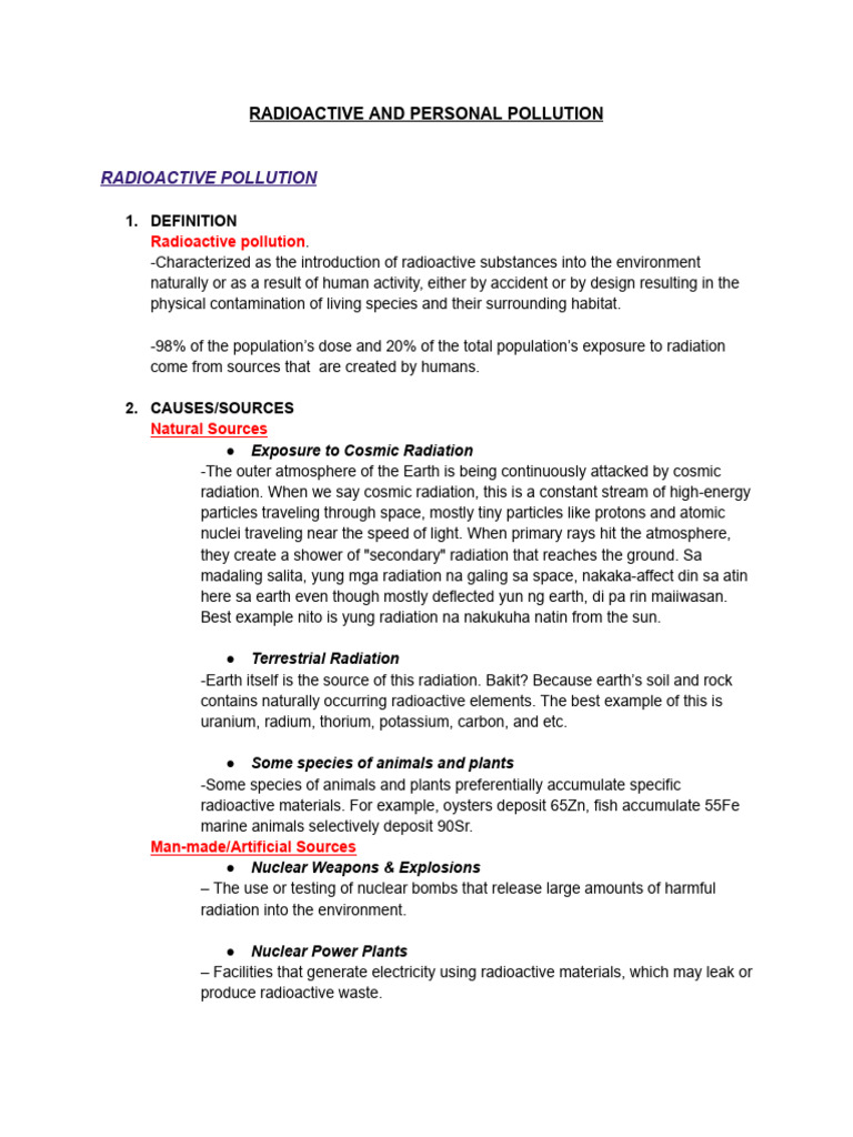 Radioactive and Personal Pollution-G3 - Bsa | PDF | Radiation ...