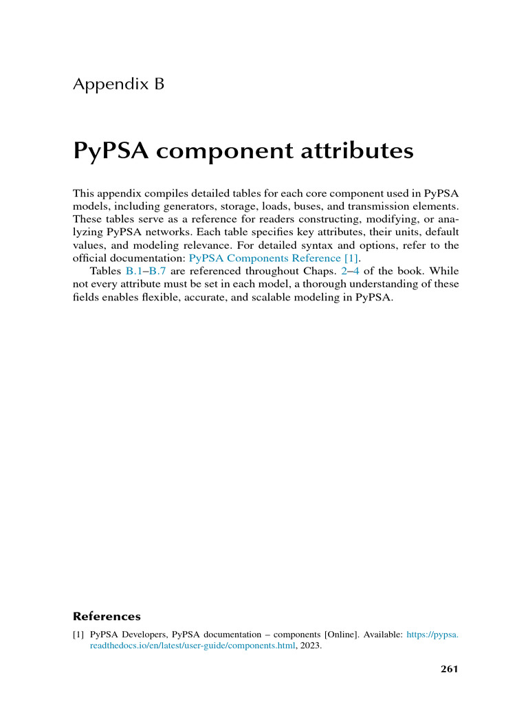 Appendix B PyPSA Component Attributes 2026 The PyPSA Handbook | PDF ...
