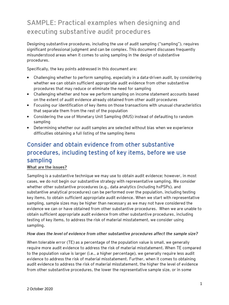Sampling Practical Guidance | PDF | Audit | Sampling (Statistics)