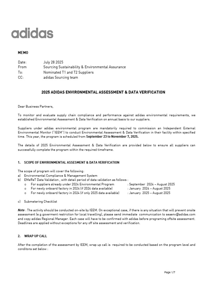 Memo On 2025 Environmental Assessment and Data Verification | PDF ...