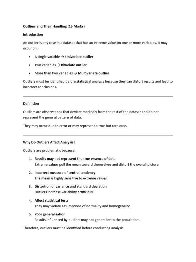 Outliers and Their Handling | PDF | Outlier | Errors And Residuals