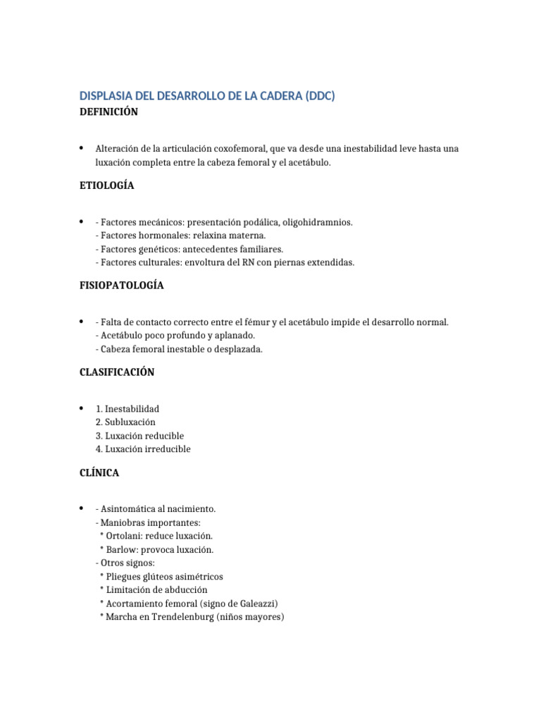 Displasia de Cadera Formato Conell | PDF | Medicina CLINICA ...