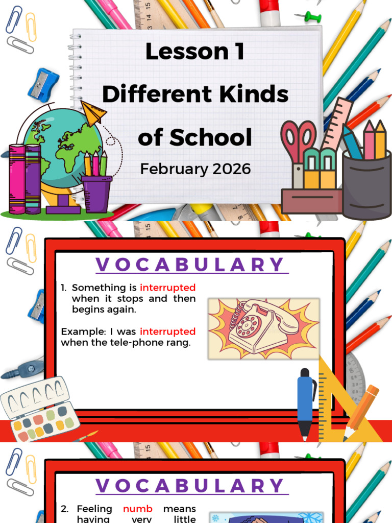 Lesson 1 Different Kinds of School 2026 | PDF