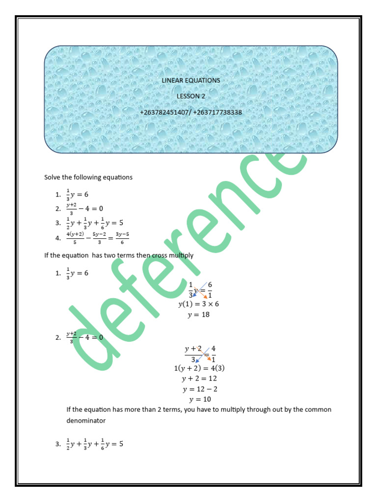 Linear Equations Lesson 2 | PDF | Mathematics | Mathematical Objects