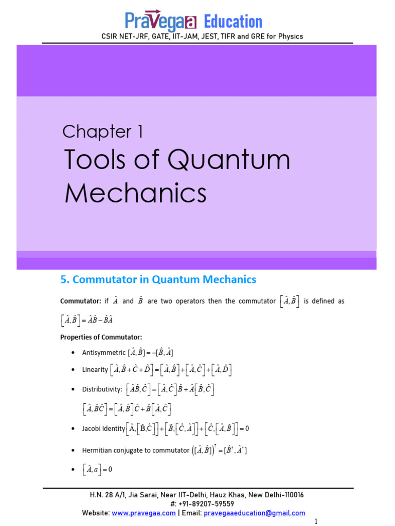 Commutator in Quantum Mechanics | PDF | Mathematical Objects ...