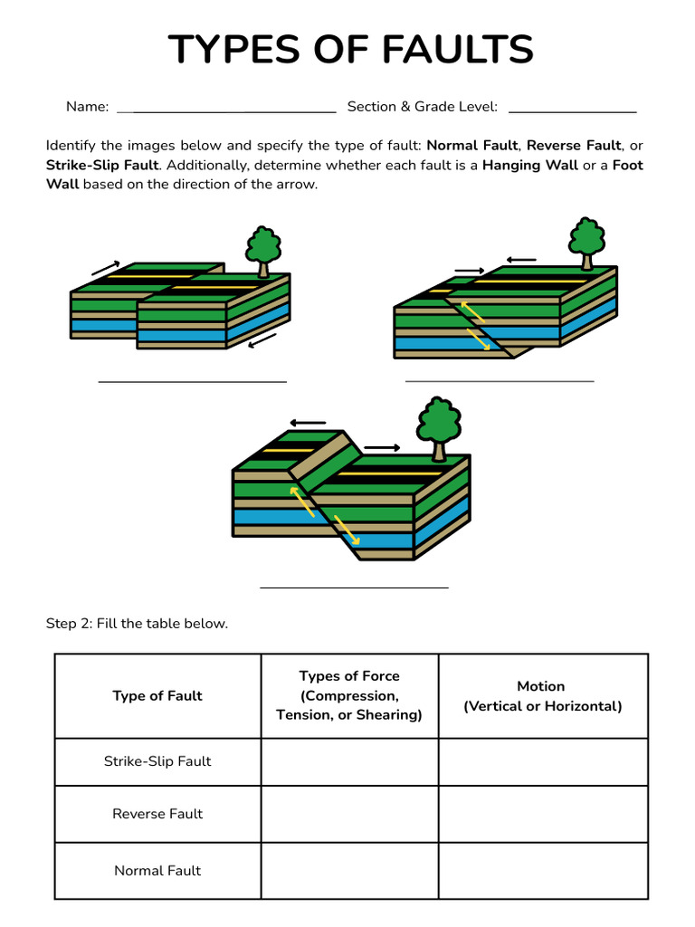 Types of Faults Worksheet (LC1) | PDF