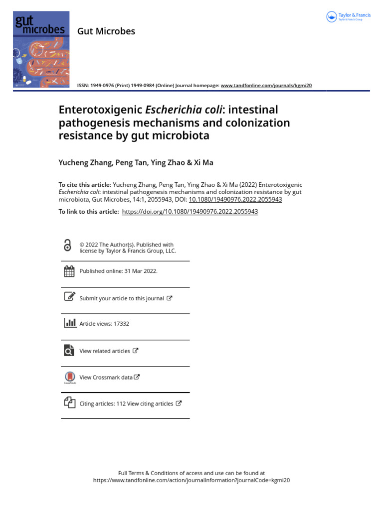 Enterotoxigenic Escherichia Coli Intestinal Pathogenesis Mechanisms and ...