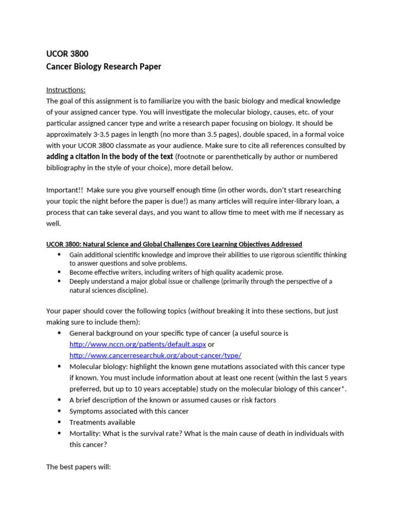 Bio of Cancer Paper F25-3 | PDF | Thought | Cancer