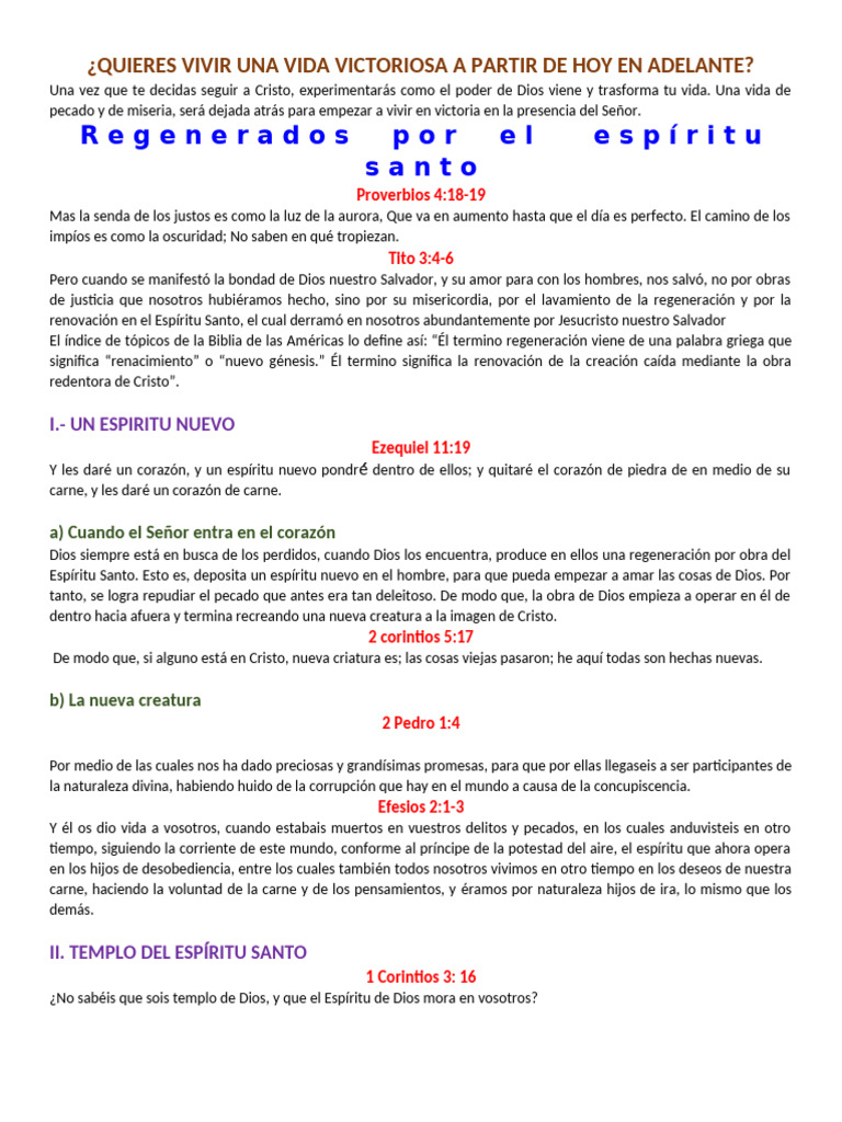 Regenerados Por El Espiritu Santo | PDF | Cristo (título) | espíritu Santo