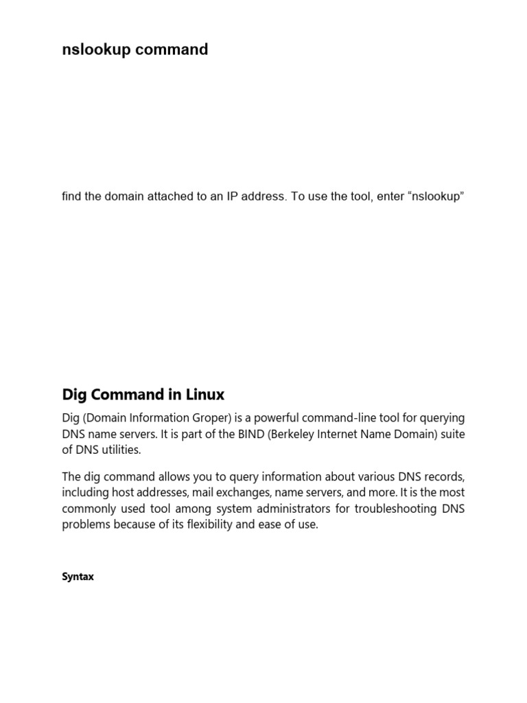 Nslookup, Dig, Nmcli Command | PDF | Domain Name System | Command Line ...