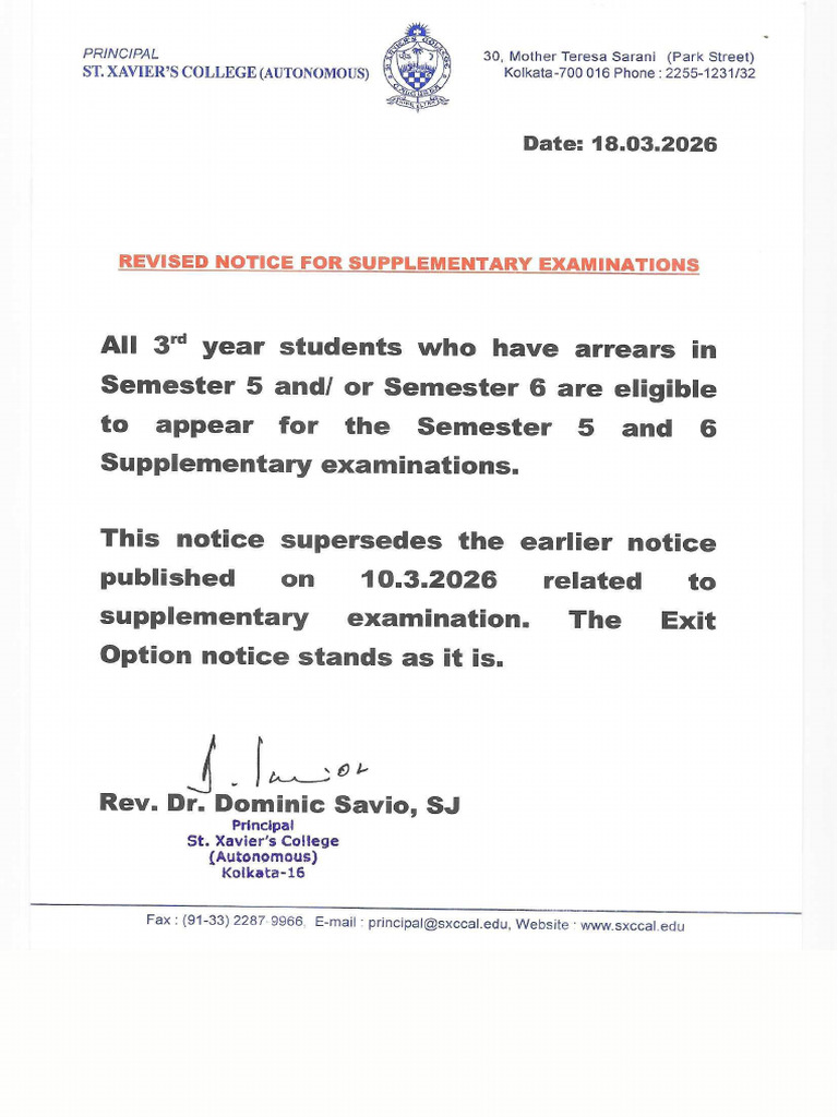 Revised Notice For Supplementary Examinations-1 | PDF