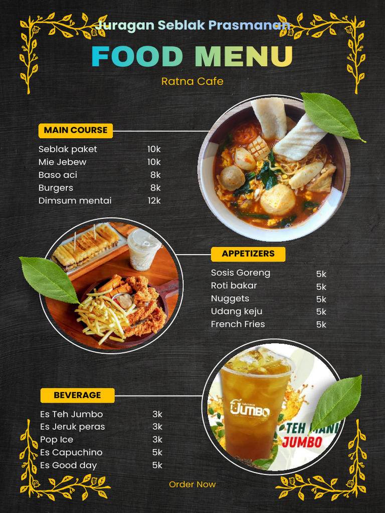 Yellow and Black Restaurant Food Menu - 20260315 - 043924 - 0000 | PDF