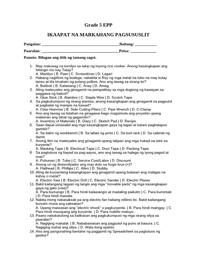 q4 Grade 5 EPP | PDF