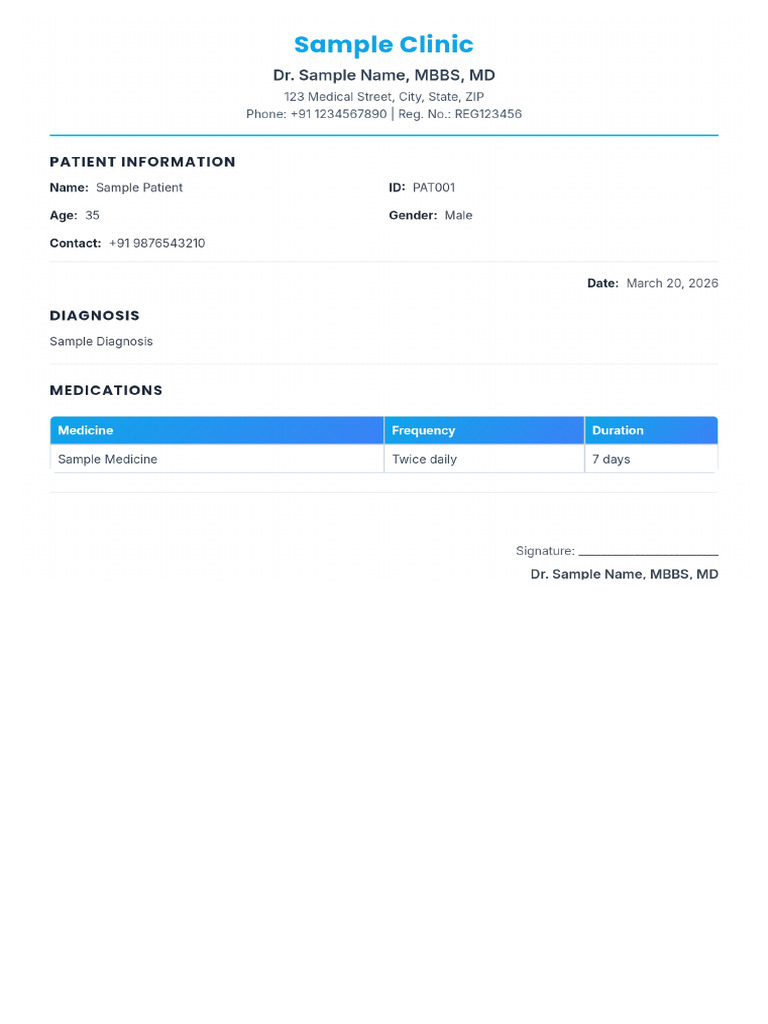 Prescription Sample Patient 1773983689491 | PDF