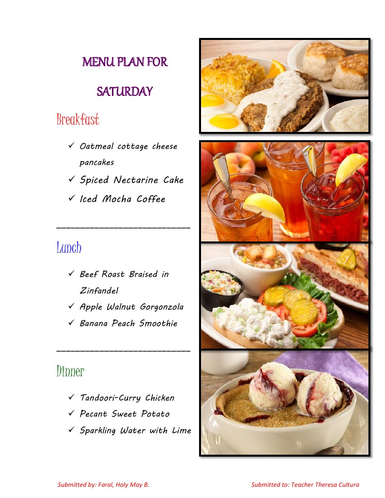 Saturday Menu Planning Guide | PDF