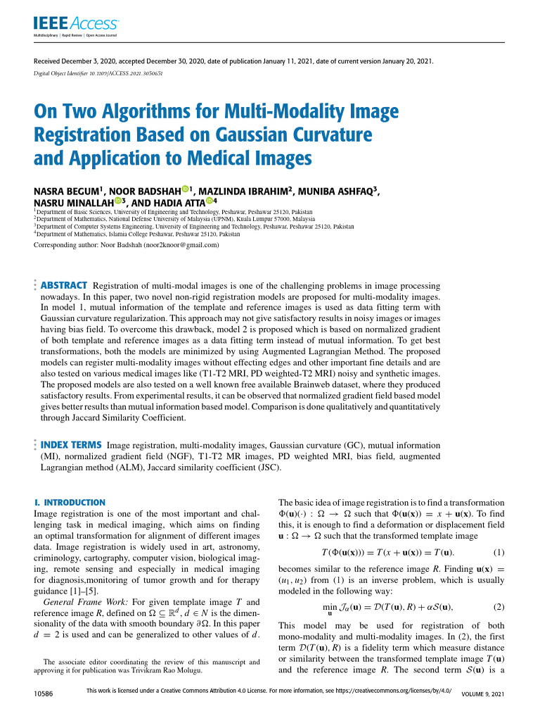 On Two Algorithms For Multi-Modality Image Registration Based On ...