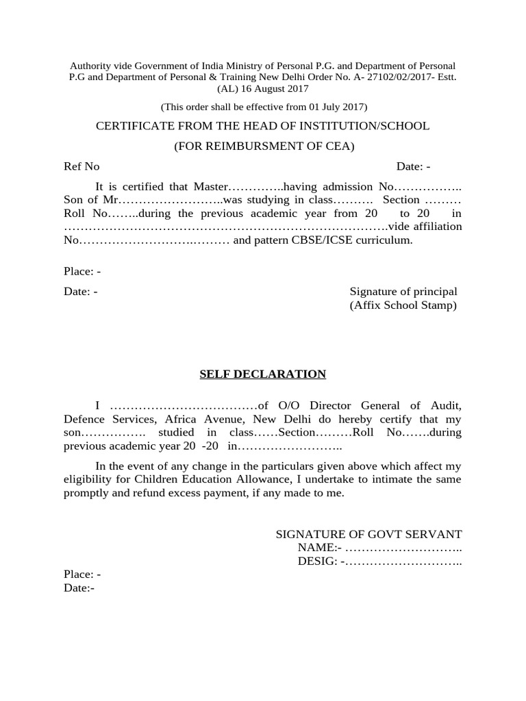 Children Education Allowance Form 062974b3af19cc6 61055674 | PDF