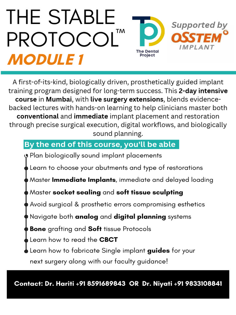 The Stable Implant Protocol-7 | PDF | Dental Implant | Prosthodontics
