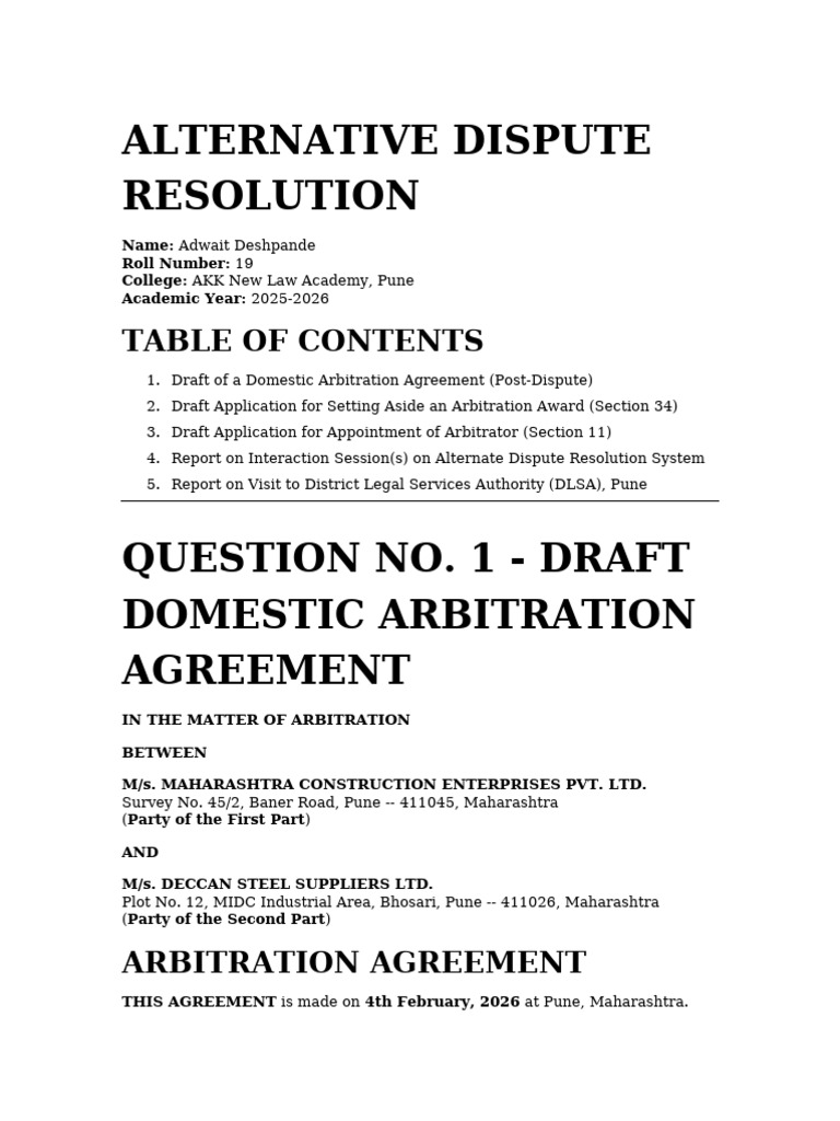 ADR Assignment Reduced | PDF | Alternative Dispute Resolution | Mediation