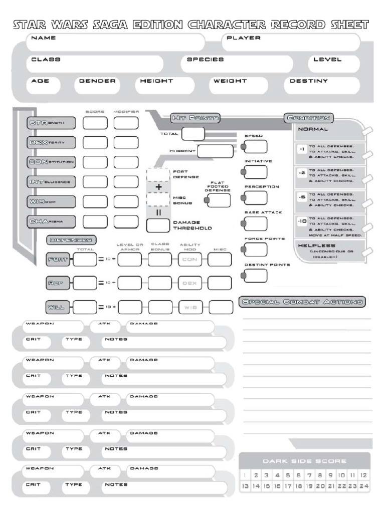 SWSE Record Sheet | PDF