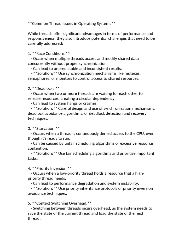 Common Thread Issues in Operating Systems | PDF