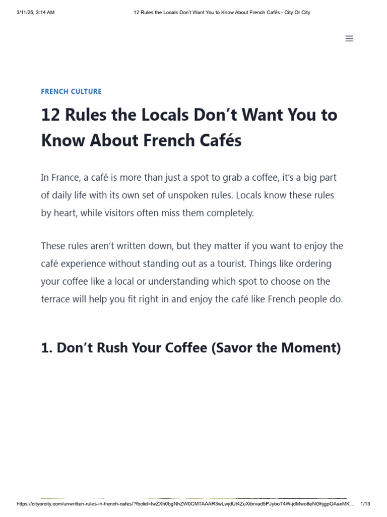 12 Rules The Locals Don't Want You To Know About French Cafés - City or ...