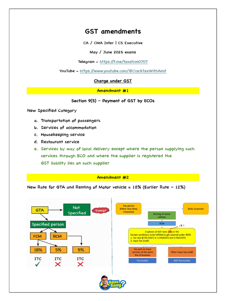 GST Amendments Inter - May June 2026 | PDF | Value Added Tax | Insurance